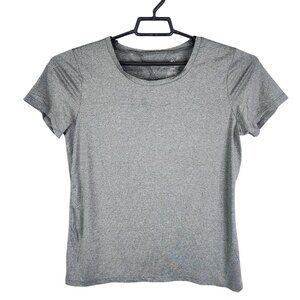 Womens Gray Adrienne Vittadini Sport Athletic Shirt Short Sleeve Round Neck L